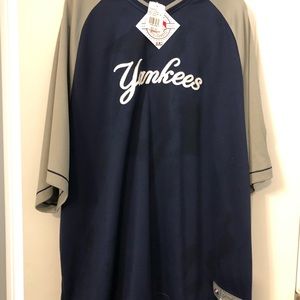 NYY 2X Large MLB Shirt Blue-Gray Embroidered